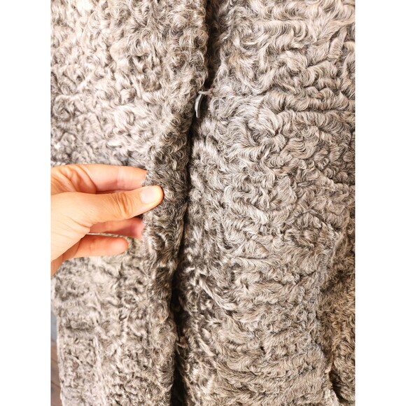40s 50s Gray Silver Persian Curly Astrakhan Lamb Jacket Coat ITALIAN L XL - Picture 10 of 11